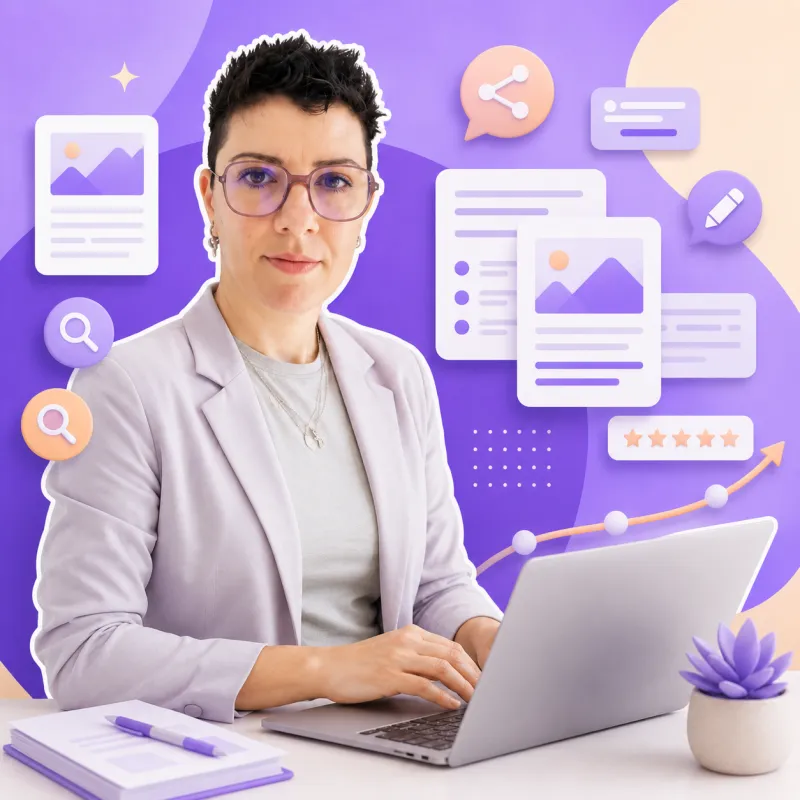 Jennifer Larcher rédactrice web freelance en train de rédiger des contenus SEO