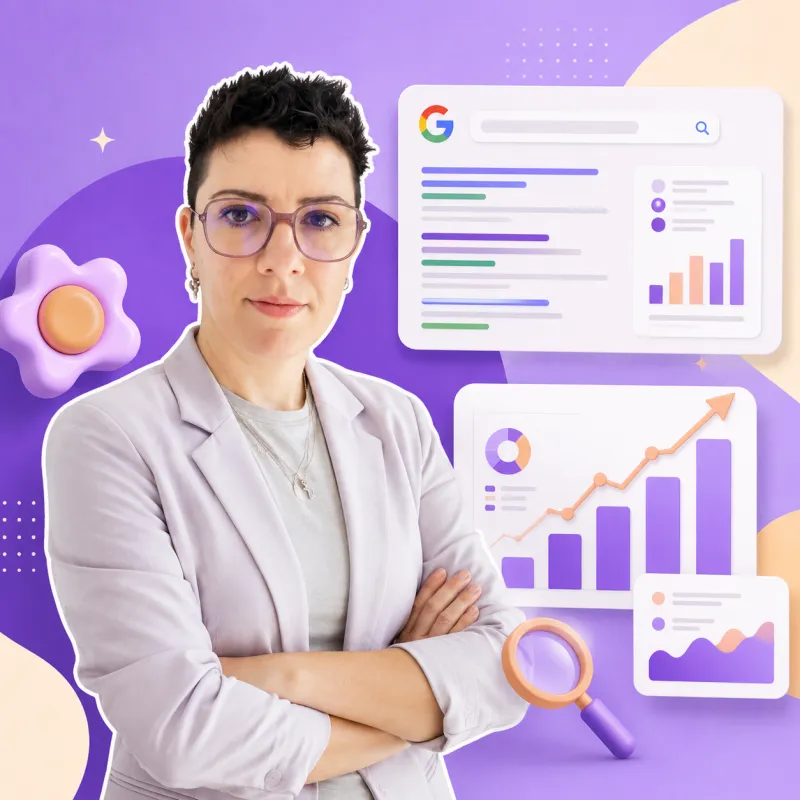 Jennifer Larcher analysant les résultats SEO Google pour ses clients